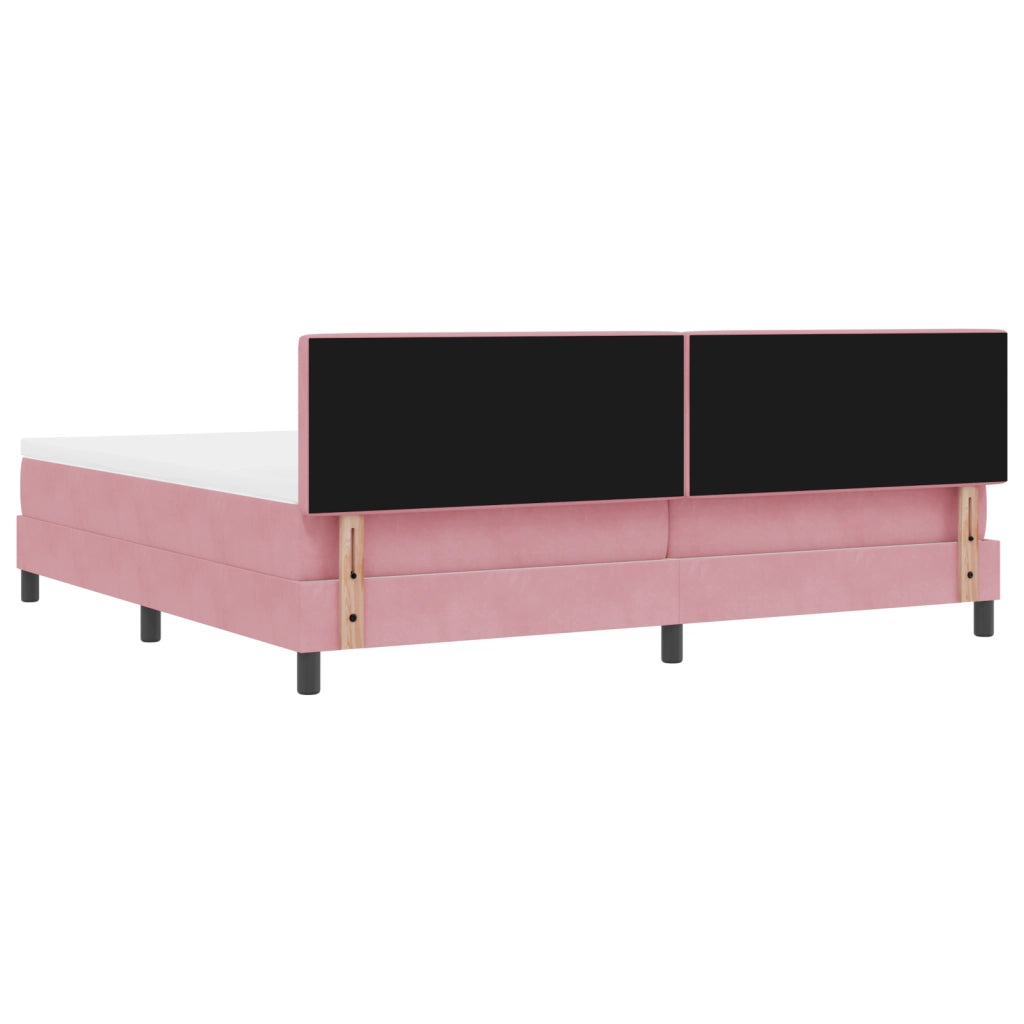 Letto a box spring  con materasso rosa 200x200 cm in velluto