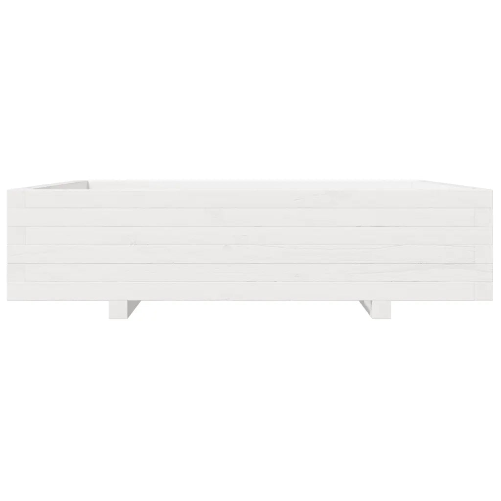 Fioriera da Giardino Bianca 100x100x26,5cm Legno Massello Pino
