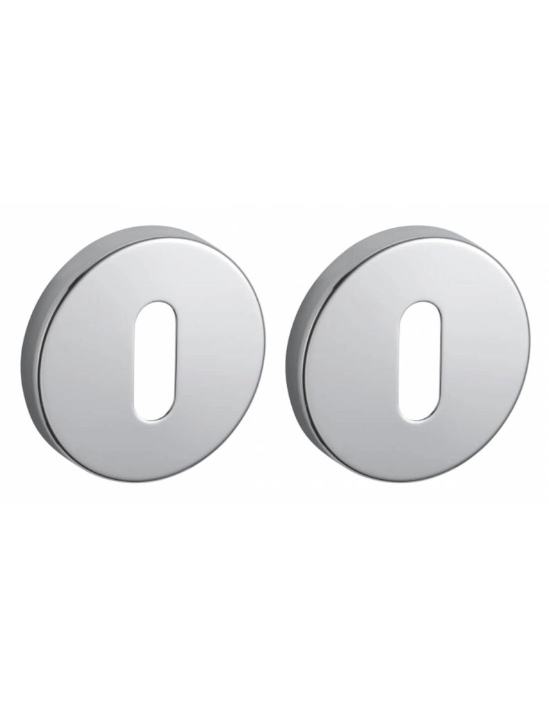 Coppia di rosette tonde Ø 50 mm con foro chiave, cromo lucido – THIRARD