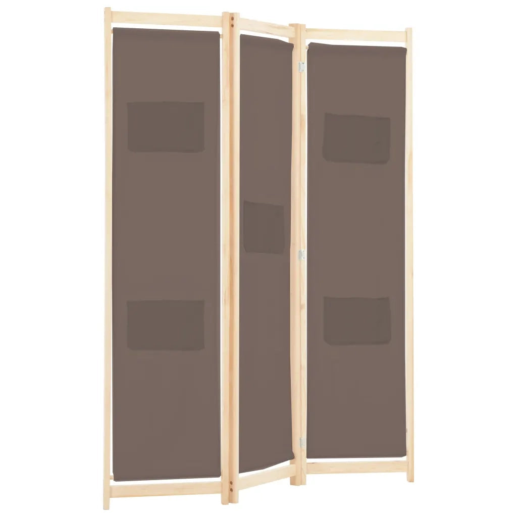 Divisorio Ambienti | Divider per stanze | Paravento a 3 Pannelli Marrone 120x170x4 cm in Tessuto