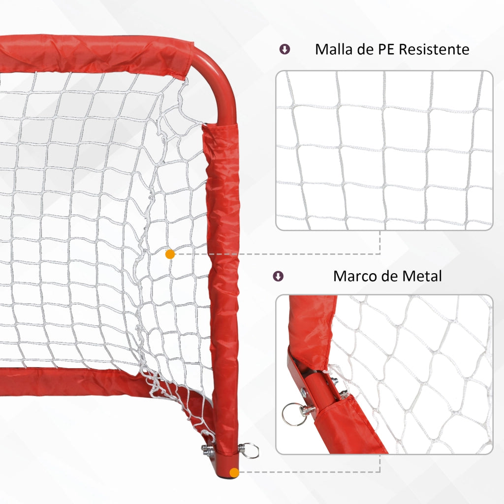 Set di 2 Porte da Calcio Pieghevoli per Esterno ¨C zephmum ¨C Rosso 90x36x60 cm