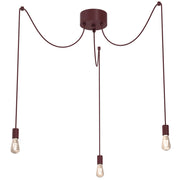 Lampada sospesa minimal Spindel 3 luci E27 bordeaux Luminex