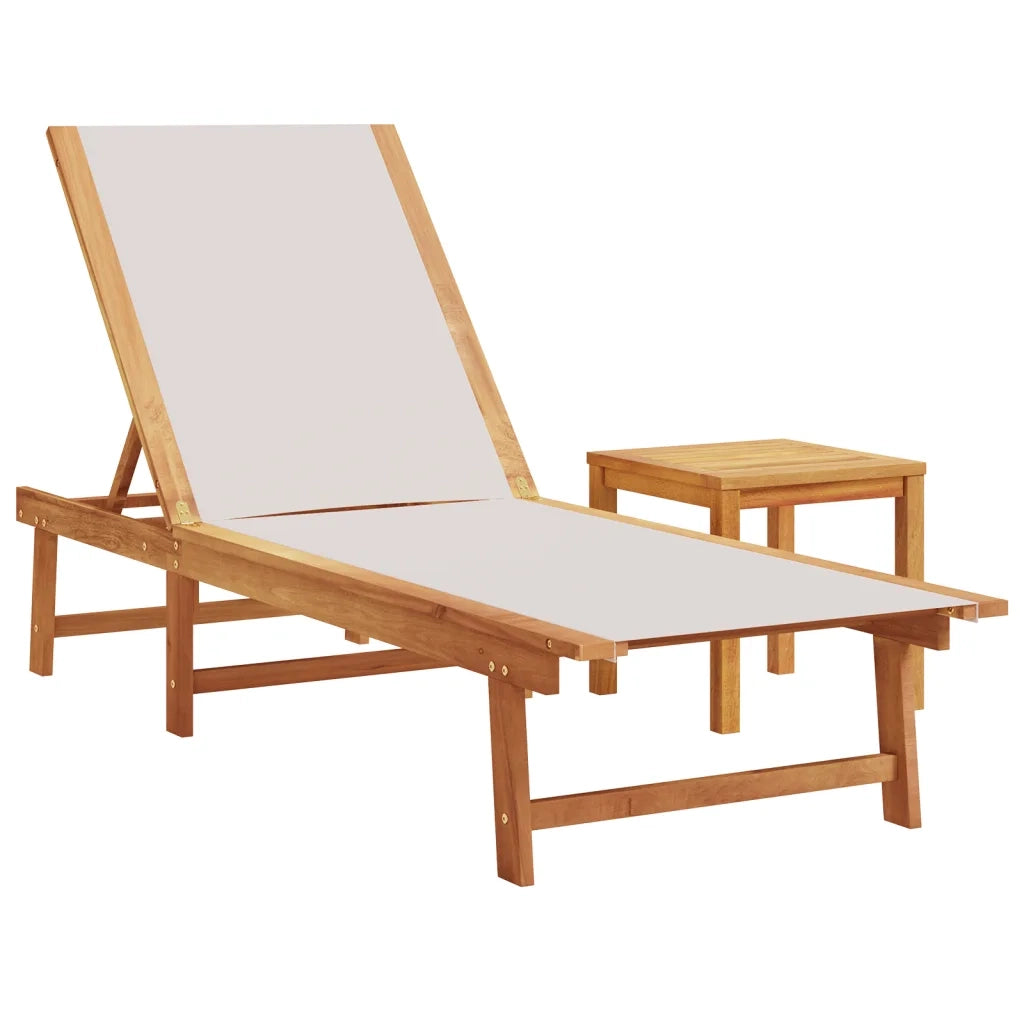Lettini Prendisole 2 pz e Tavolo Grigio Legno Acacia/Textilene 3279253