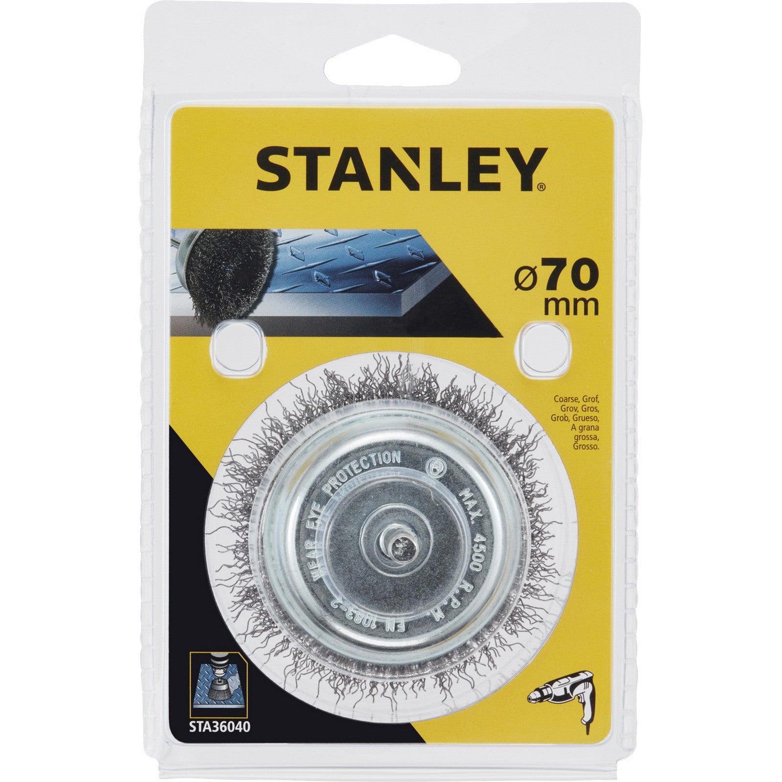 piranha/stanley x36040 spazzola acciaio grosso a tazza diametro 75 cod:ferx.18357