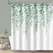 Douchegordino a foglie di eucalipto - Pianta verde - 180 x 200 cm - Polyester - Impermeabile - Lavabile - Bagno - 12 ganci - Douchegordino per vasca da bagno