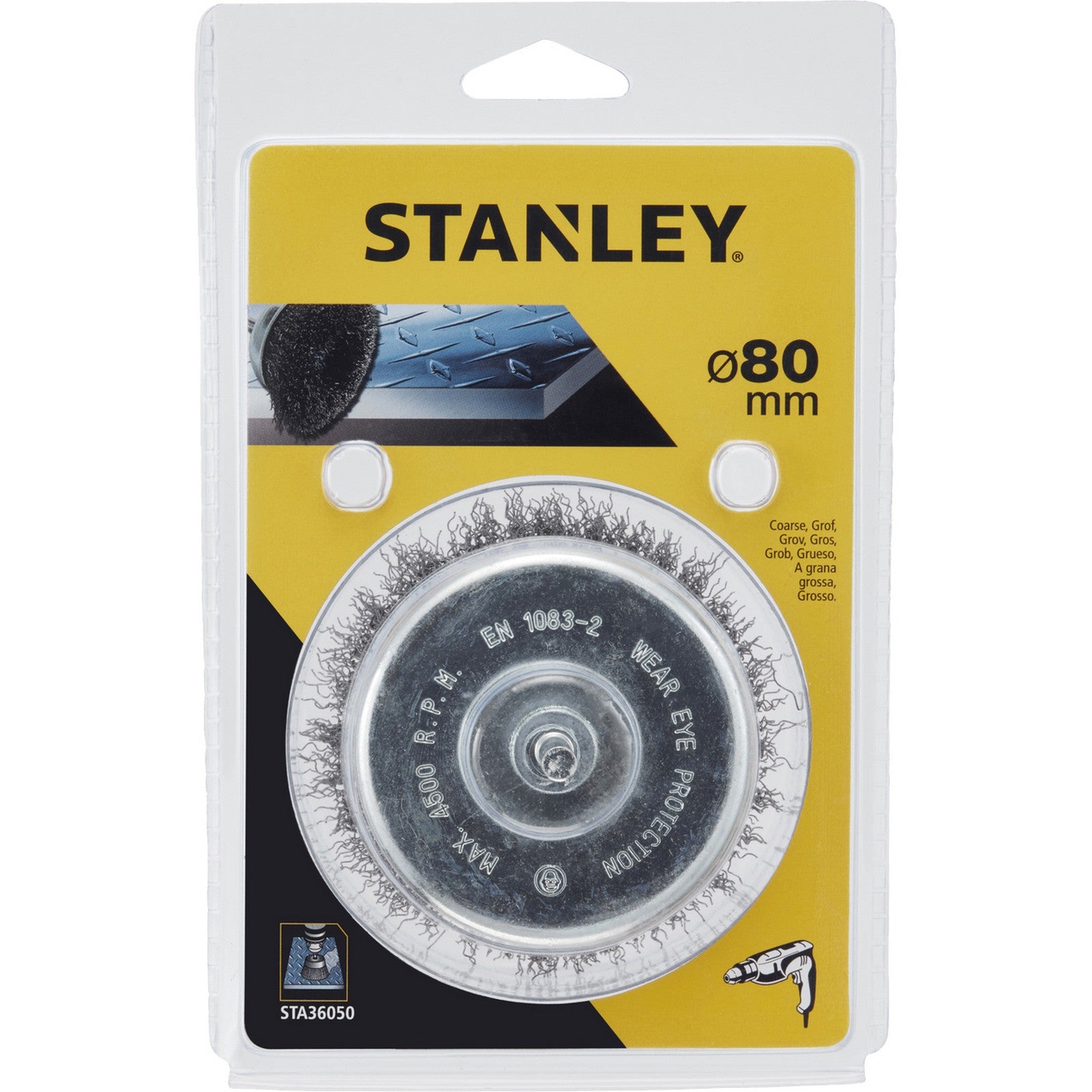 piranha/stanley x36050 spazzola acciaio a tazza diametro 85 cod:ferx.18358