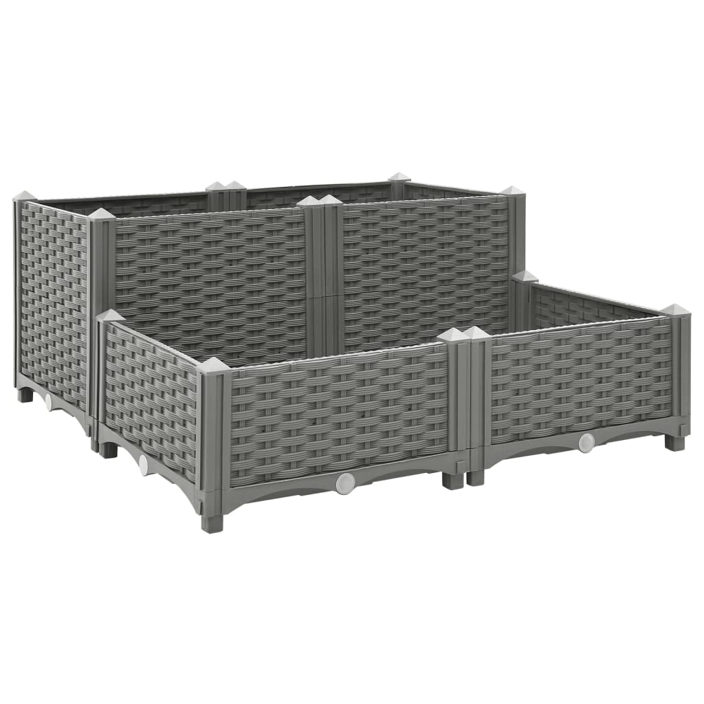 Fioriera rialzata per piante fiori terrazza giardino 80 x 80 x 38 cm polipropilene grigio 02_0039248