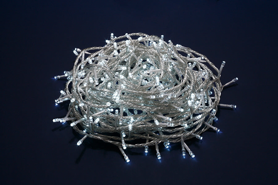 Luci di Natale Led filo Trasparente Luce Calda Fredda da Esterno Interno Albero Numero Led: 300, Temperatura di colore: Luce Bianca