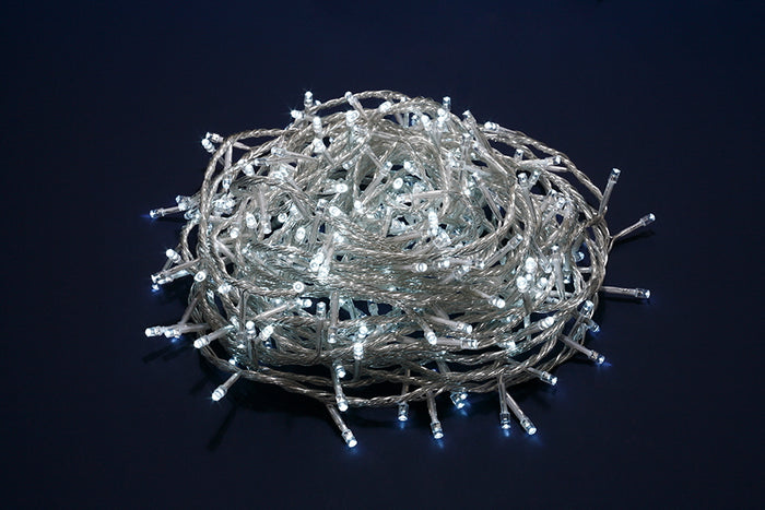 Luci di Natale Led filo Trasparente Luce Calda Fredda da Esterno Interno Albero Numero Led: 500, Temperatura di colore: Luce Bianca