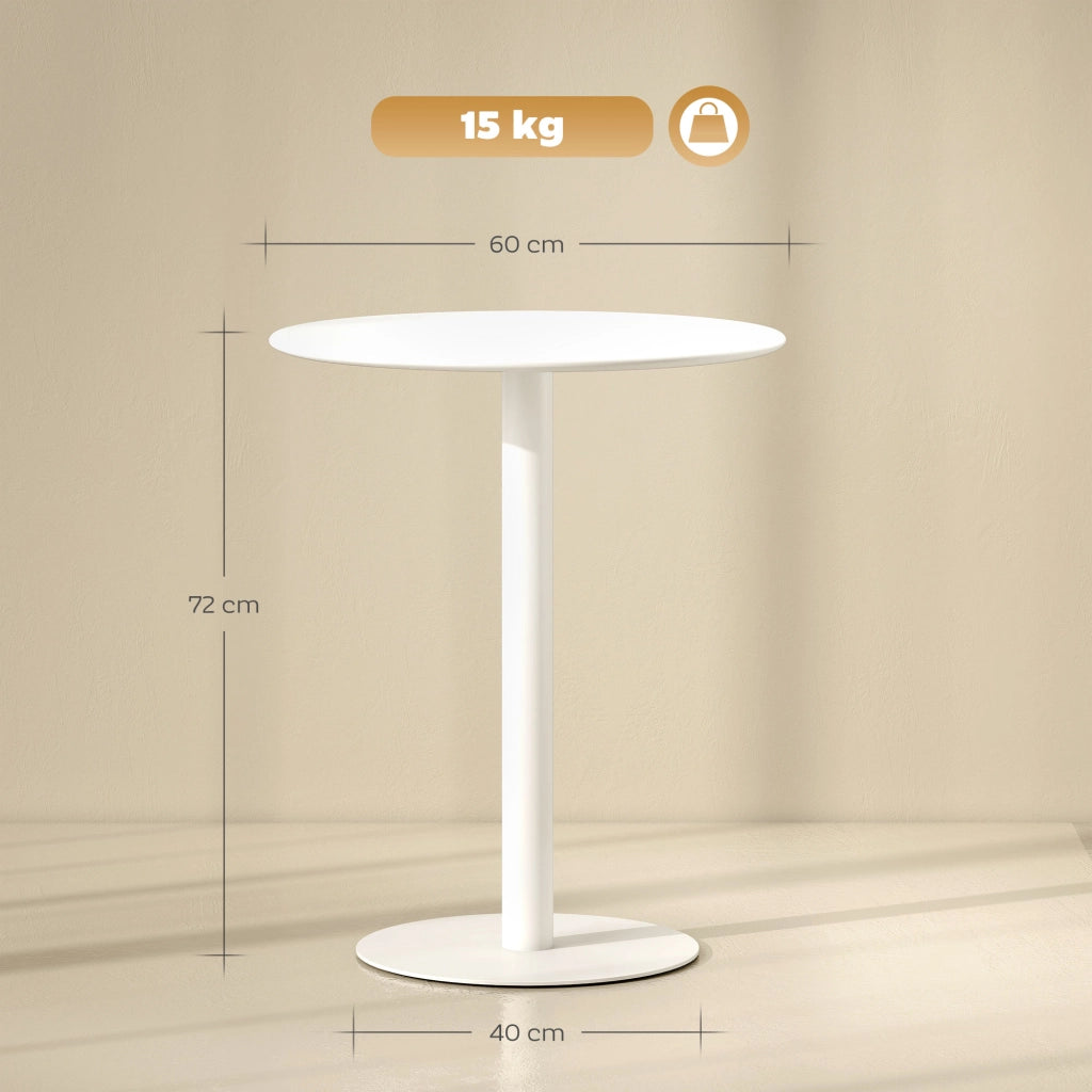Tavolo da Pranzo Rotondo per 2 Persone Ø60x72 cm in Acciaio Bianco