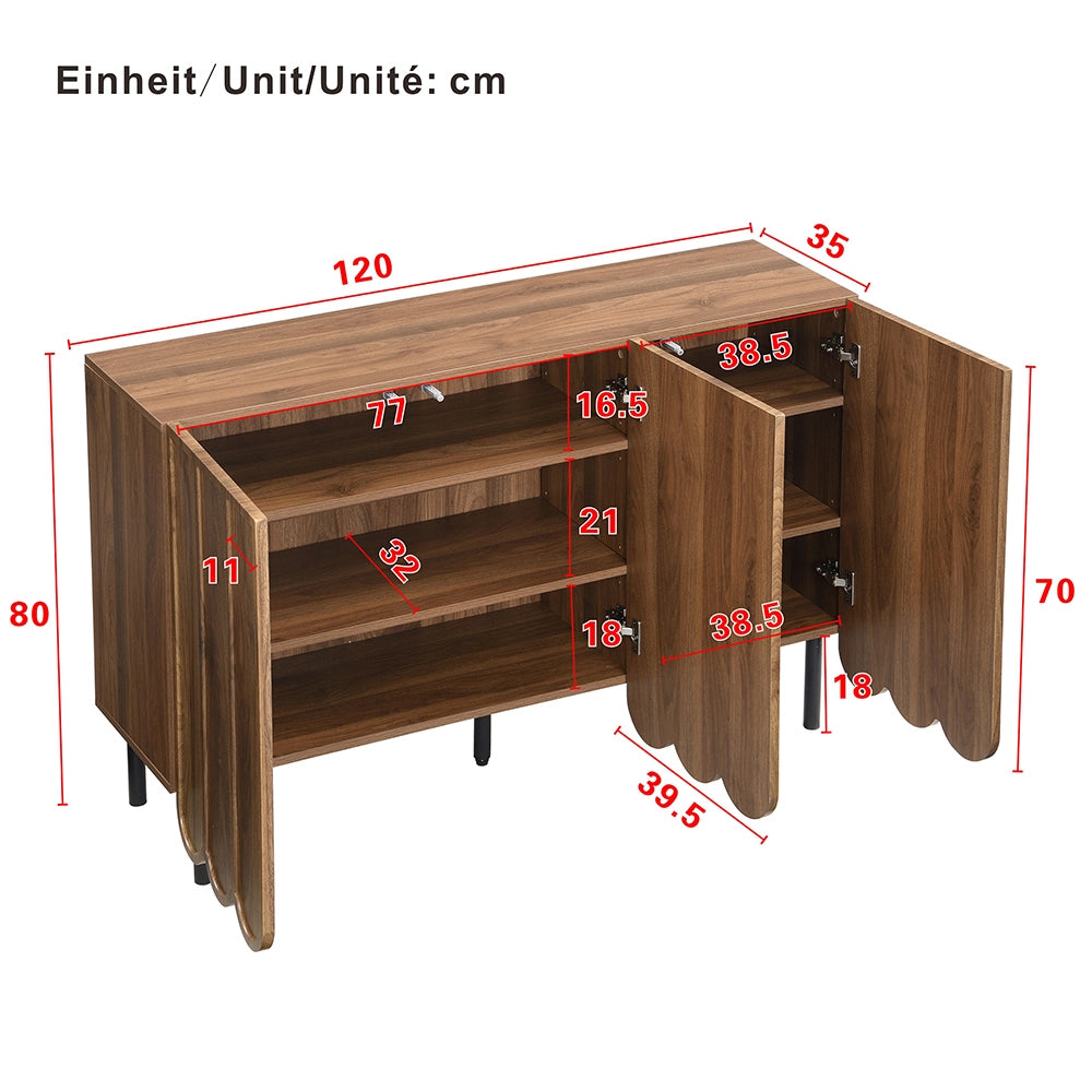 Buffet - Xylo - 120x35x80cm porte ondulate legno