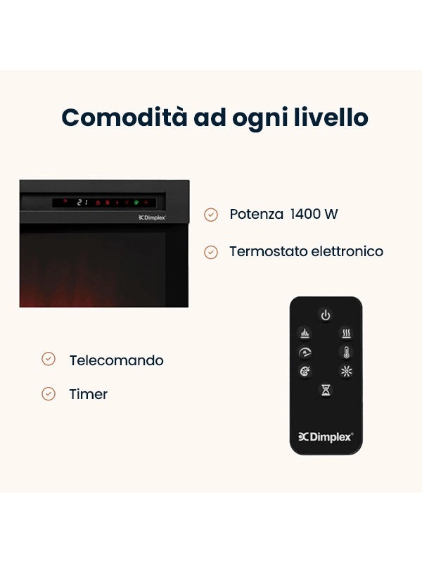 Caminetto Elettrico da pavimento A Libera Installazione A LED - Pietra nera / Ardesia LITOS 23'