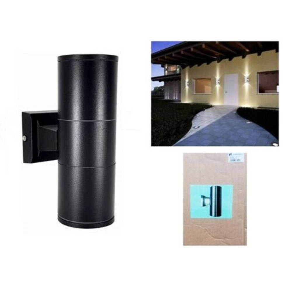 Trade Shop - Applique Led Da Esterno Faretto Doppia Illuminazione Giardino Parete Nera -