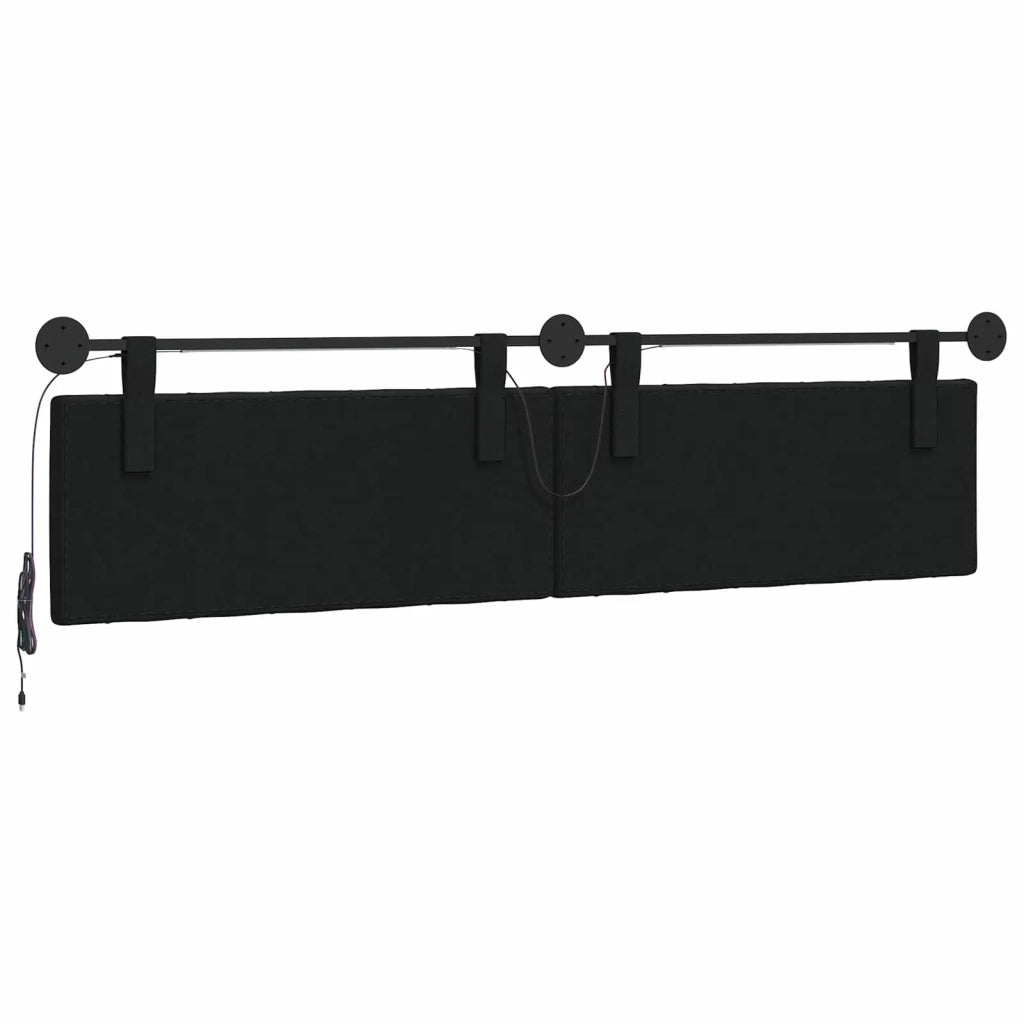 Testiera sospesa Con luce LED Nero Tessuto