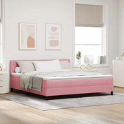 Letto a Sorgente LED con materasso Rosa 180 x 200 cm Velluto