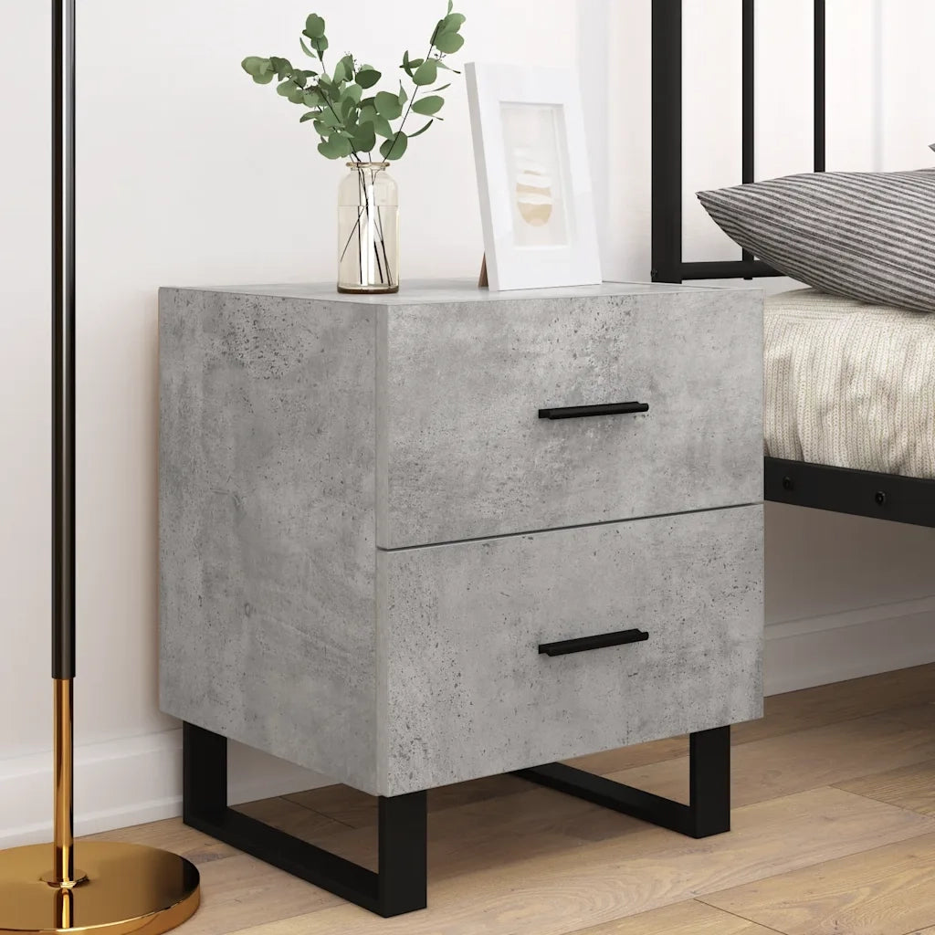 Comodini 2 pz Grigio Cemento 40x35x47,5 cm in Legno Multistrato 827365
