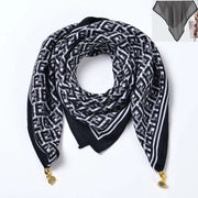 Sciarpa quadrata in cotone e lino/sciarpa di seta da donna con chiusura magnetica, versatile per la primavera e l'autunno, scaldacollo/sciarpa triangolare/sciarpa autunnale.