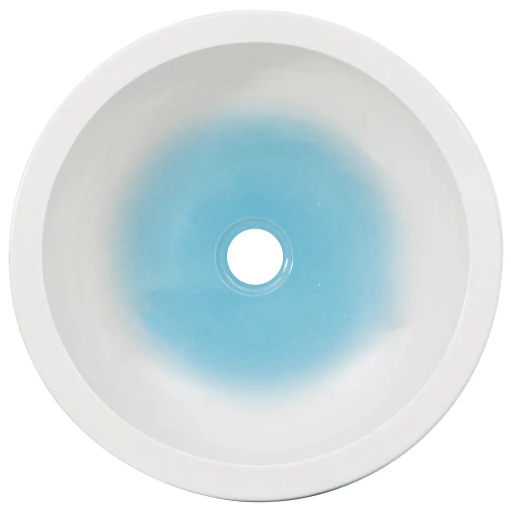 Lavabo da Appoggio Bianco e Blu Rotondo Φ41x14 cm Ceramica 155062