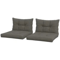 Set di 4 Cuscini per il Giardino con 2 Cuscini per la Seduta e 2 Cuscini per lo Schienale, Poliestere, Grigio Antracite
