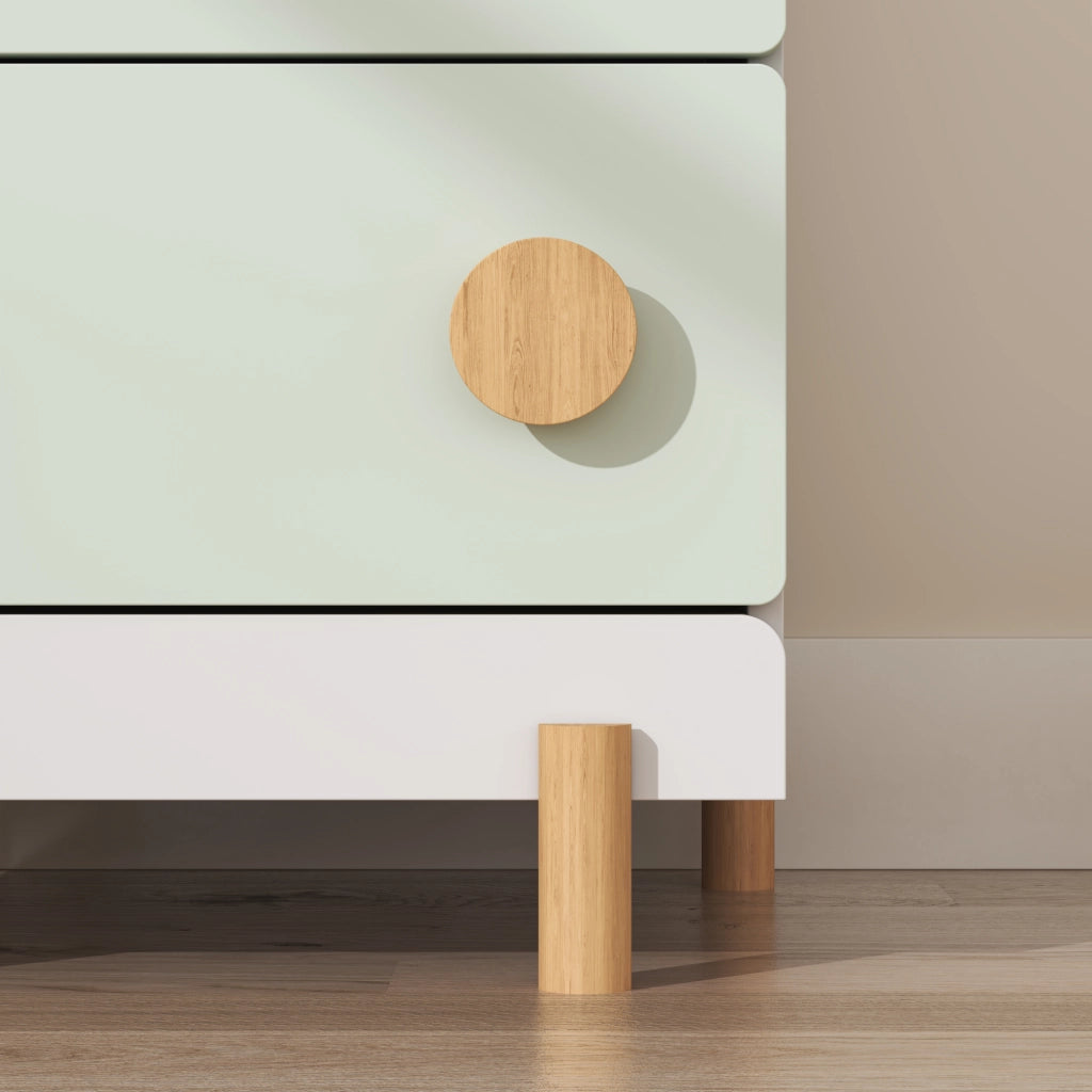 Comodino per Cameretta Vaarentaa con 2 Cassetti 47x40x35 cm - Bianco/Verde Menta [en.casa]