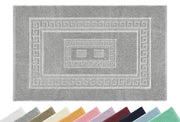 Tappeto Bagno Assorbente In Spugna Varie Misure Da Scendidoccia A Tappeto Grande Lavorazione Jacquard Tinta Unita Ricamo Cornice Lavabile Lavatrice Grigio - TappetoBagno60x90