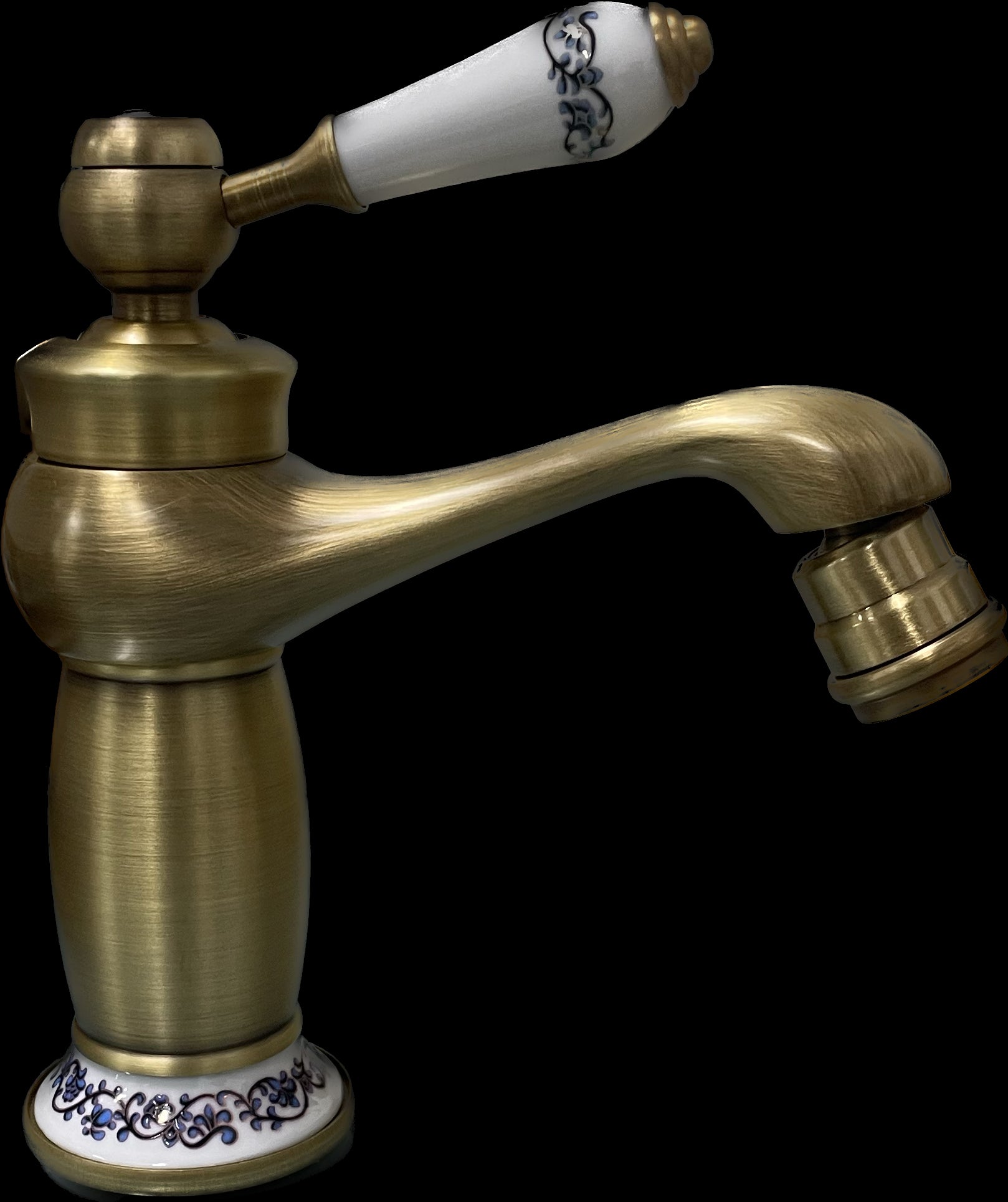 Rubinetto miscelatore per bidet bagno vintage bronzato con dettagli in ceramica