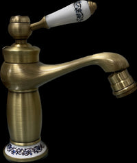 Rubinetto miscelatore per bidet bagno vintage bronzato con dettagli in ceramica