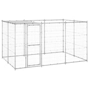 Recinto per animali da esterno per cani in acciaio zincato con tetto 7,26 m² 02_0000446
