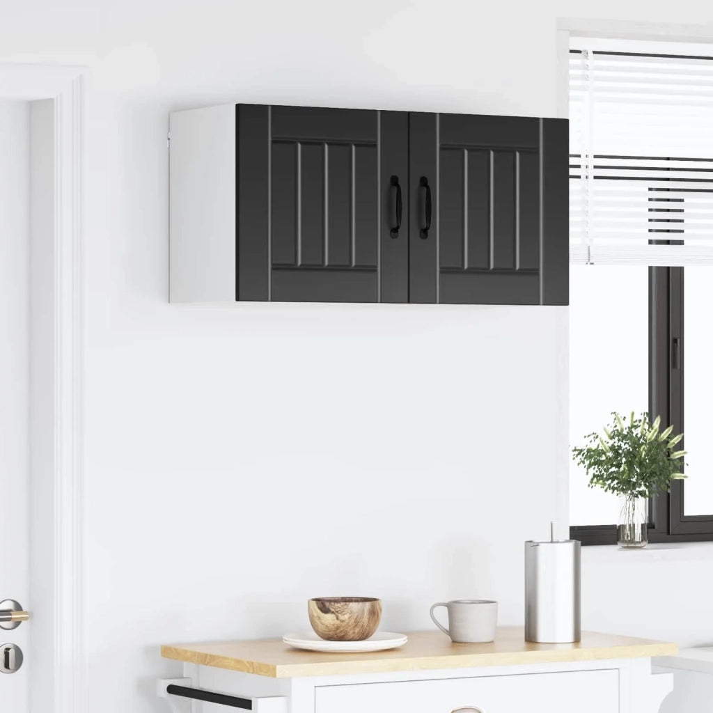 Pensile da cucina | Armadietto a muro LUCCA 2 pz Nero 40 x 31 x 40 cm