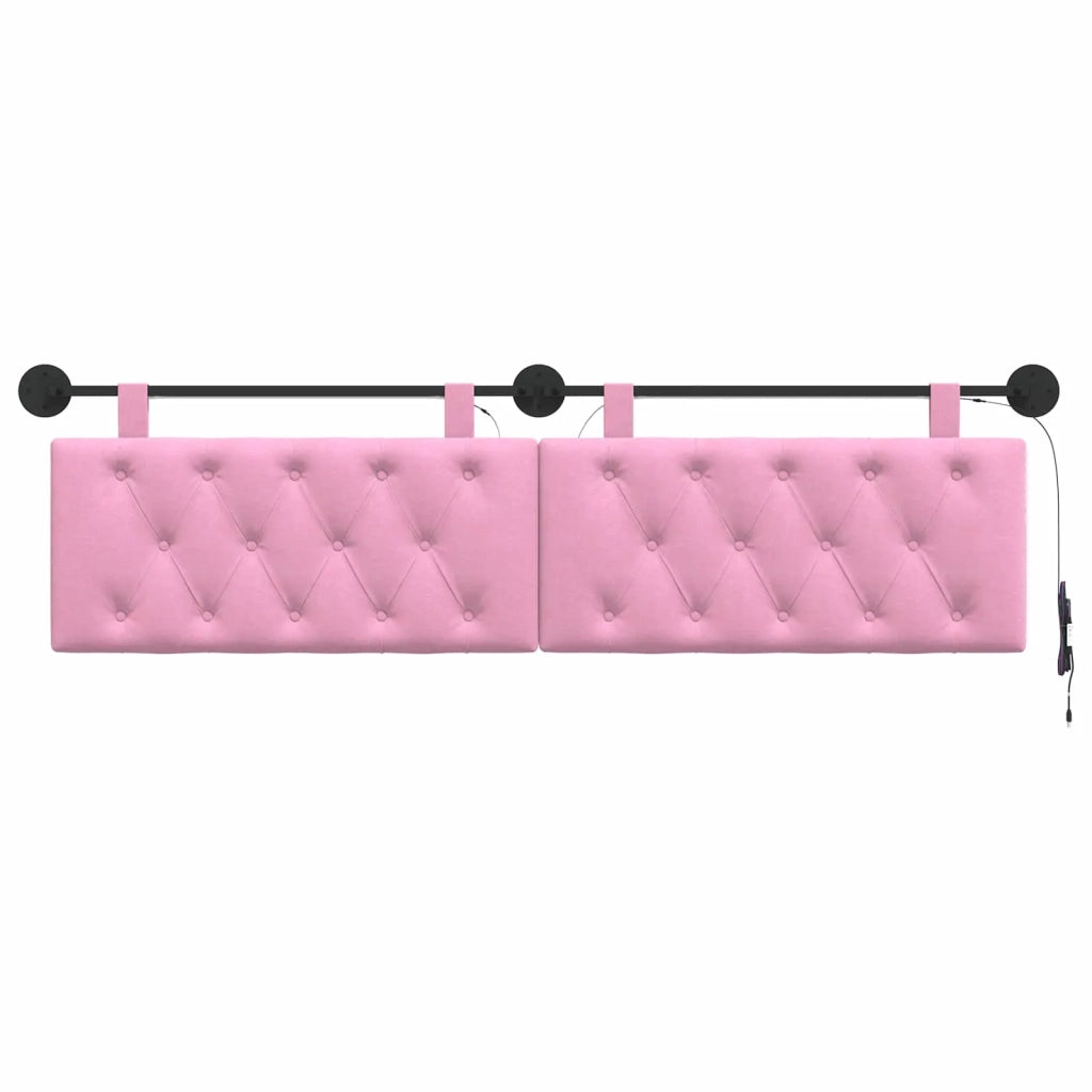 Testiera sospesa Con luce LED Rosa Tessuto