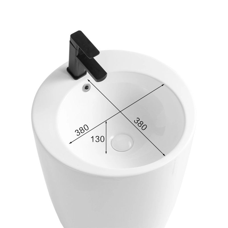 Lavabo freestanding LAV203 in ceramica D 50x86 cm. bianco lucido