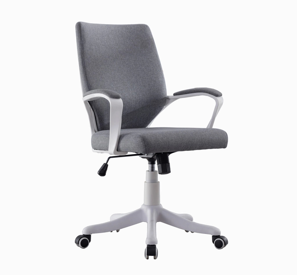Sedia Operativa da Ufficio 63x69x90-100 cm Vallejo Schienale e Seduta Imbottiti  Razze in Nylon Bianco e Grigio