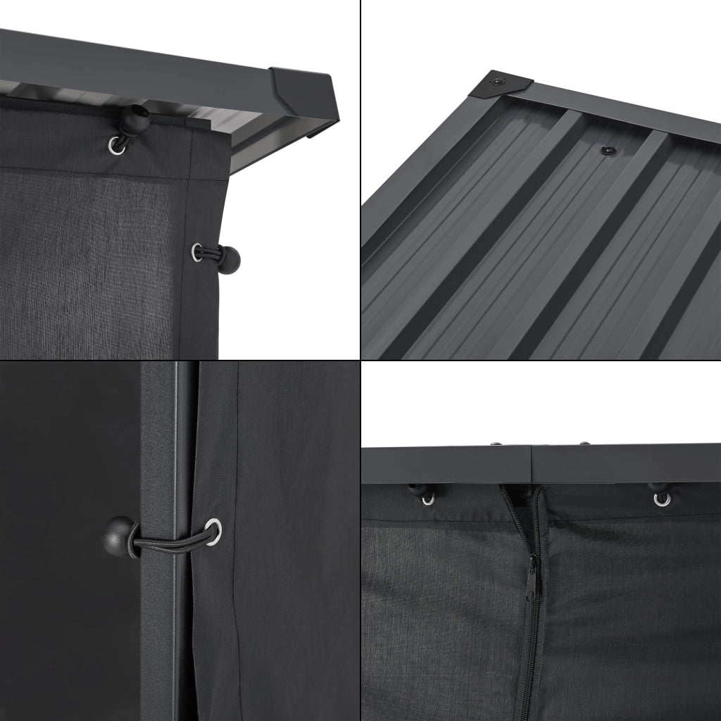 Deposito per legna casetta da giardino coperta con telo protettivo 185 x 180 x 70 cm rastrelliera per legna da ardere deposito per legna coperto acciaio nero 03_0008839