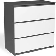 Cassettiera a 3 cassetti TOMI legno bianco e grigio