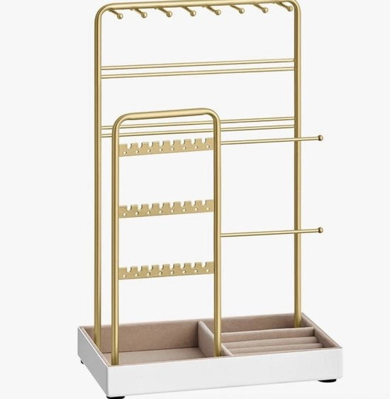 Organizzatore di gioielli con caricatore e struttura in metallo standard di gioielli con cassetto in velluto per collane anelli orecchini e bracciali