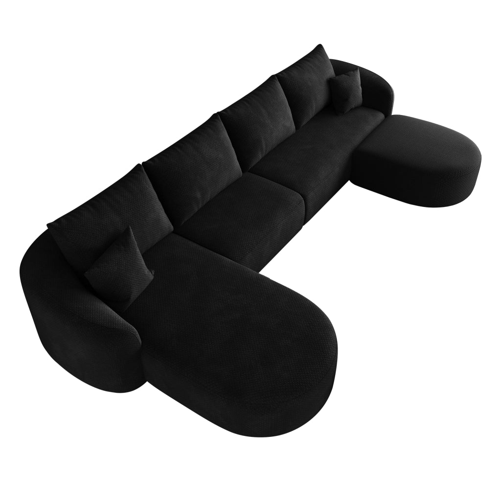 Divano angolare modulare a U senza montaggio in tessuto nero 336 × 168 × 85 cm