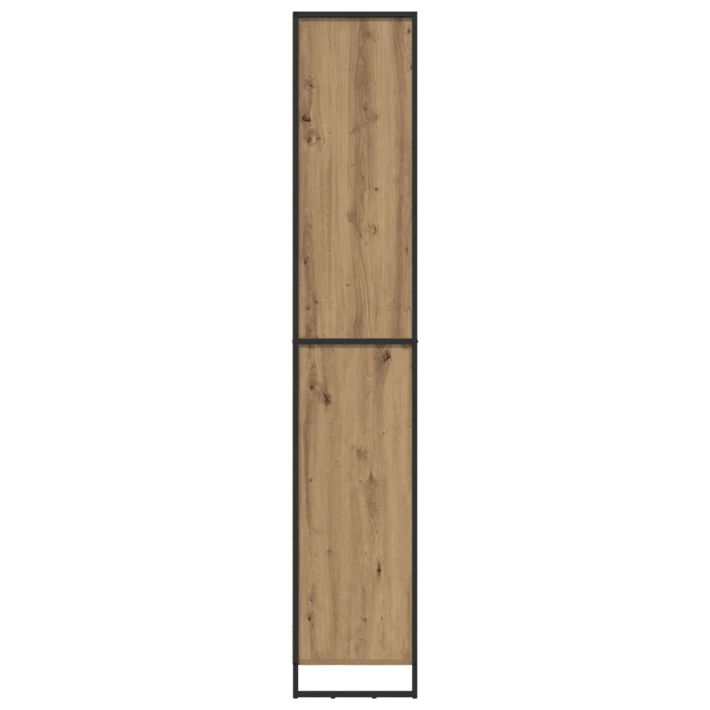 Set di 2 moderni mobili alti rettangolari per riporre gli oggetti in soggiorno 60 x 36 x 200 cm finitura rovere ingegnerizzato stile artigianale 02_0056102