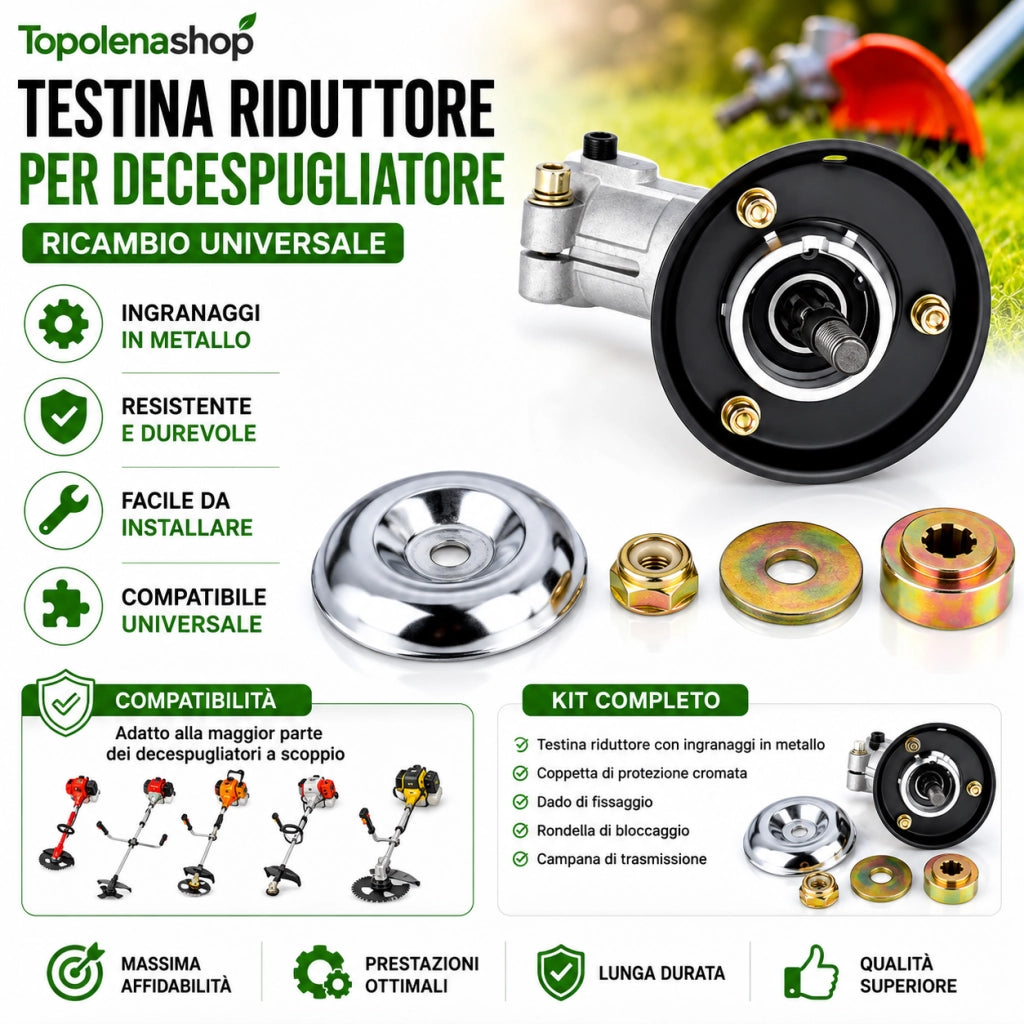 Coppia Conica Decespugliatore Ø26 mm 9 Denti Testina di Ricambio Universale