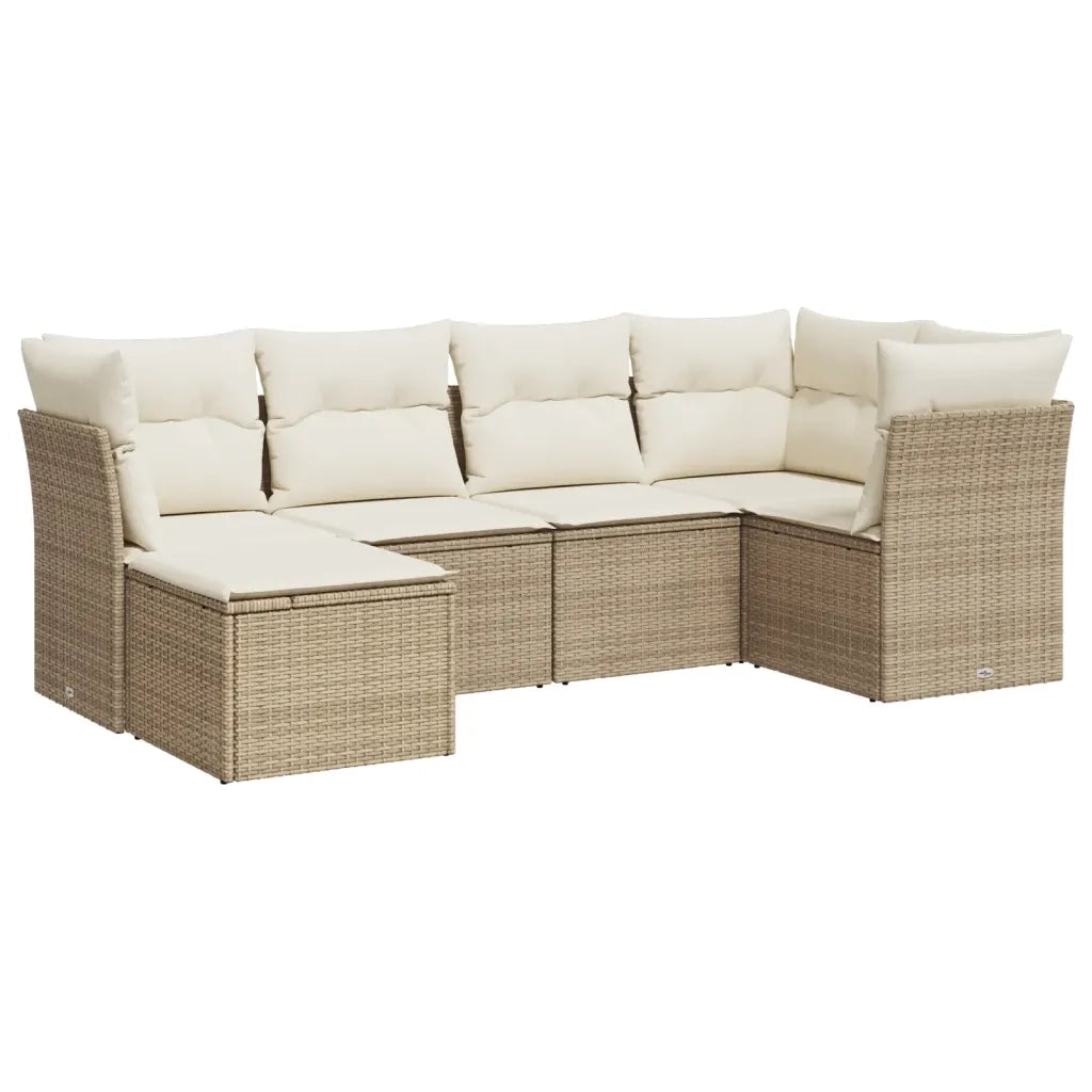 Set Divano da Giardino 6 pz con Cuscini Beige in Polyrattan 3249787