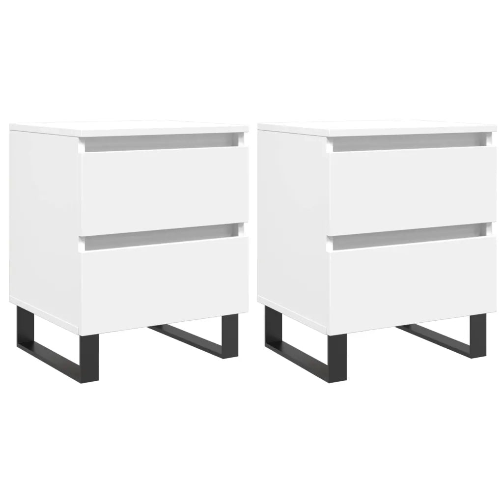 Comodini 2pz Bianchi 40x35x50 cm in Legno Multistrato 826893