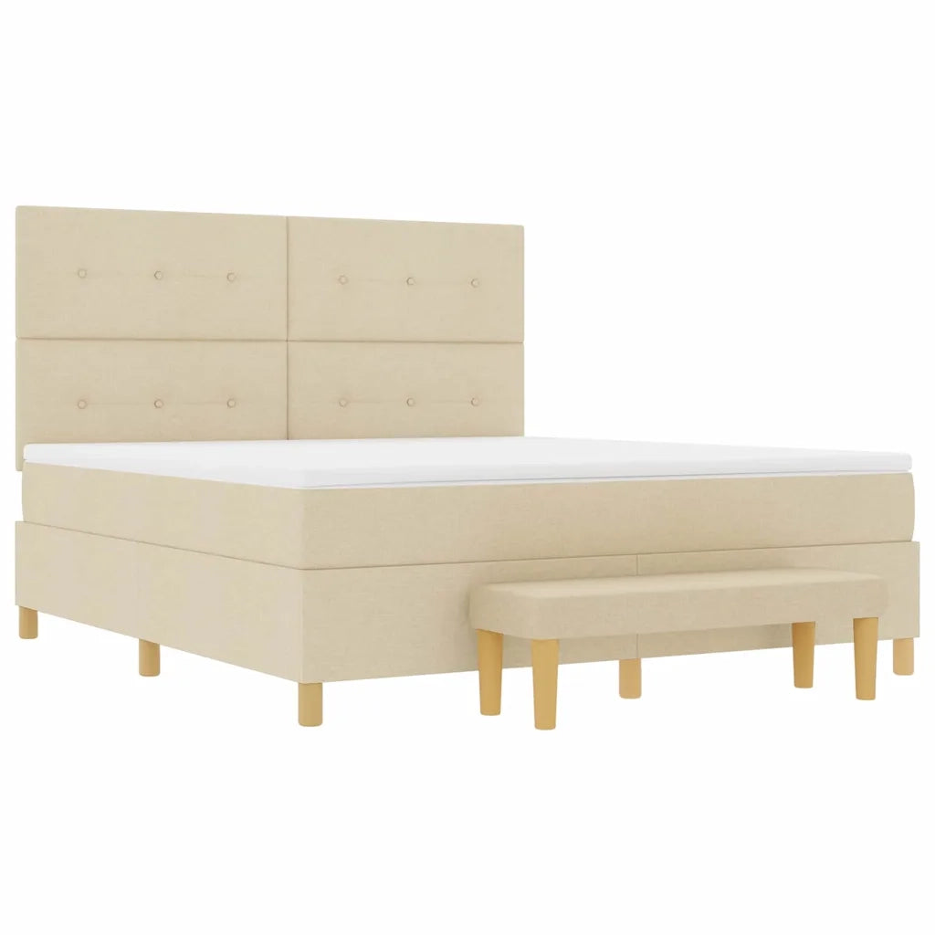 Letto a molle con testiera Crema 200 x 180 cm Tessuto 3344322
