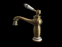 Rubinetto miscelatore per bidet bagno vintage bronzato con dettagli in ceramica