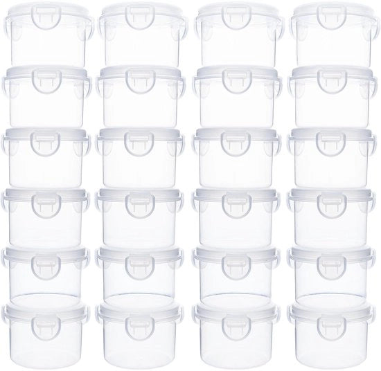 Contenitori alimentari per alimentazione dei bambini da 24 pezzi 200 ml contenitori BPA liberi adatti al microonde, lavastoviglie e congelatore contenitori alimentari con chiusura a click, riciclabili