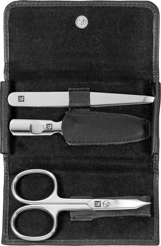 Kit manicure e pedicure 3-delic in acciaio inossidabile - Nero portafoglio in pelle