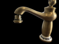 Rubinetto miscelatore per bidet bagno vintage bronzato con dettagli in ceramica
