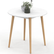 IDMarket - ANGELA Tavolo da pranzo rotondo per 4 persone gambe in legno bianco 80 cm