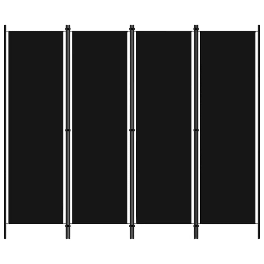Paravento a 4 Pannelli Nero 200x180 cm