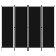 Paravento a 4 Pannelli Nero 200x180 cm