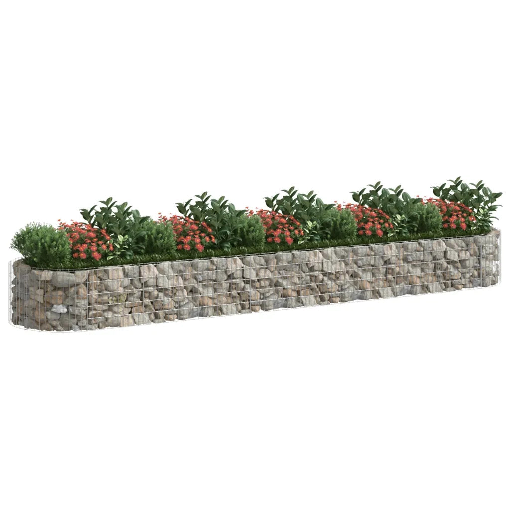 Gabbione con Fioriere | Cassetta per fiori | Letto Rialzato in Ferro Zincato 500x100x50 cm