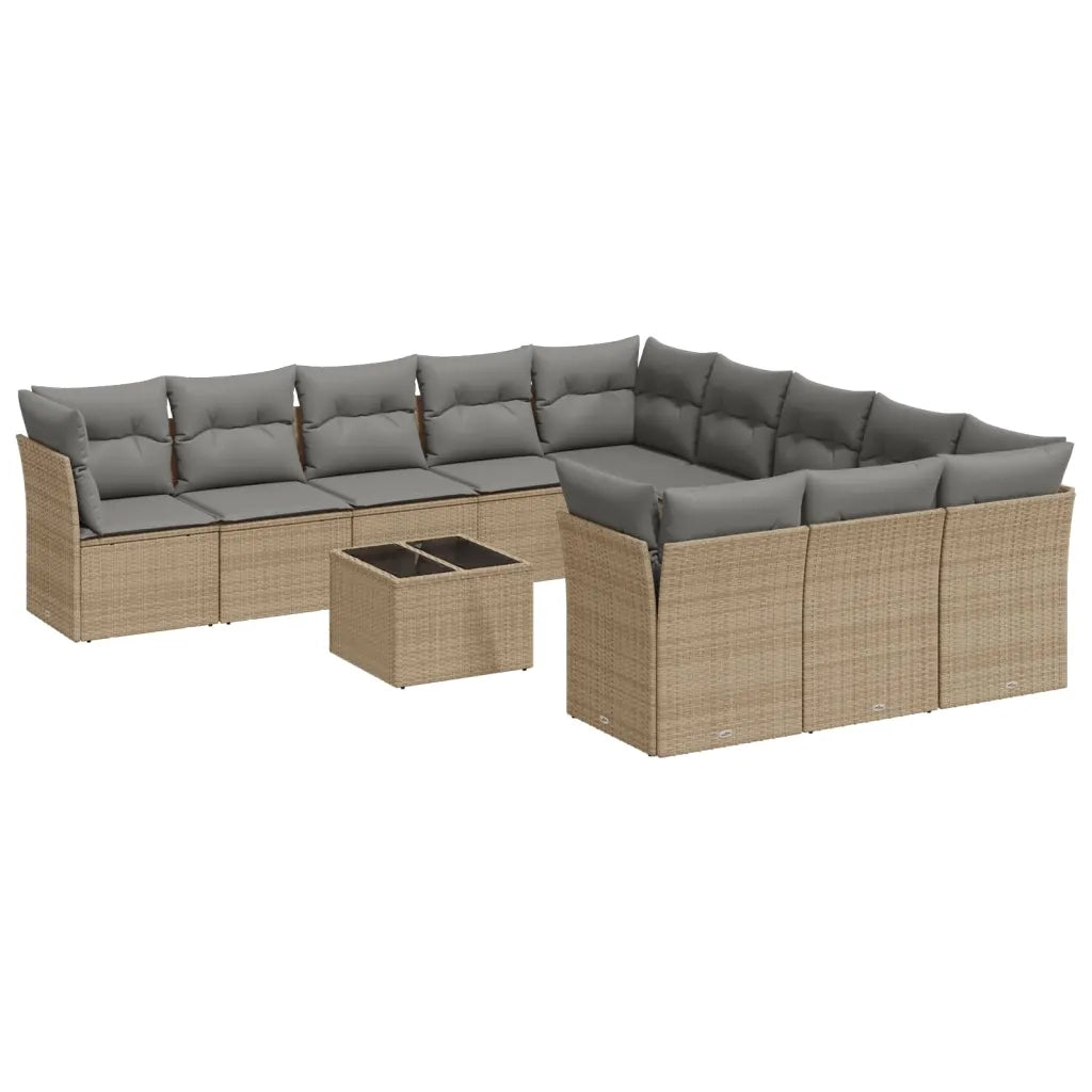Set Divani da Giardino 12 pz con Cuscini Beige in Polyrattan 3250258